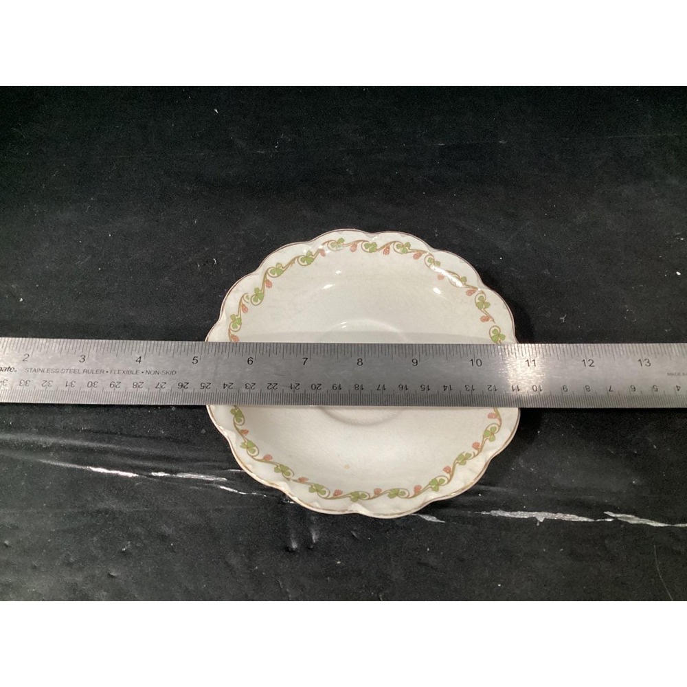 Johnson Bros England 2 Saucers Red Flowers Green Leaves Gold Trim *